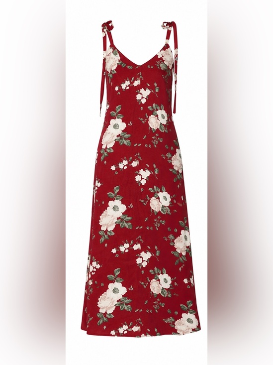 Reformation Dresses & Skirts - Reformation Jade Midi Dress in Red Justine Floral Size Large Sultry Low Back